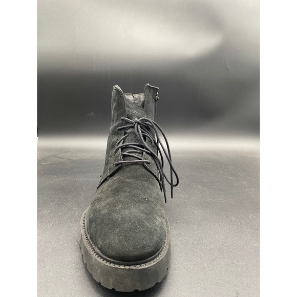 Zara Man Black Suede‎ Lace Up Side Zip Combat Boots Lug Sole Size 43 Mens 10 main image 13